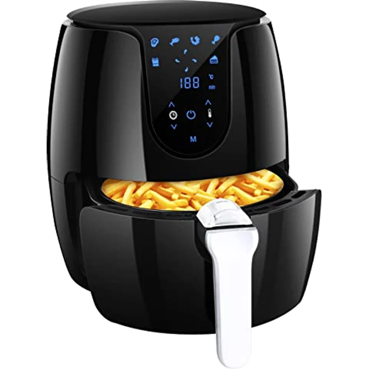 Heißluftfritteuse mit 6 Verschiedenen Kochprogrammen 1500W Fritteuse mit Rezeptbuch LED-Touchscreen Heissluftfritteuse ohne Öl, einfach zu reinigen – Bild 1