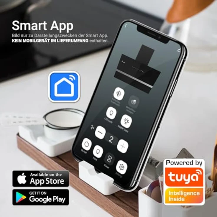 KKT KOLBE EASY6005SM Dunstabzugshaube 60 cm, 782 m³/h, kopffrei, Wandhaube, schwarz Glas, Smart WiFi App, RGBW-LED-Beleuchtung, energieeffizient A+++ – Bild 3