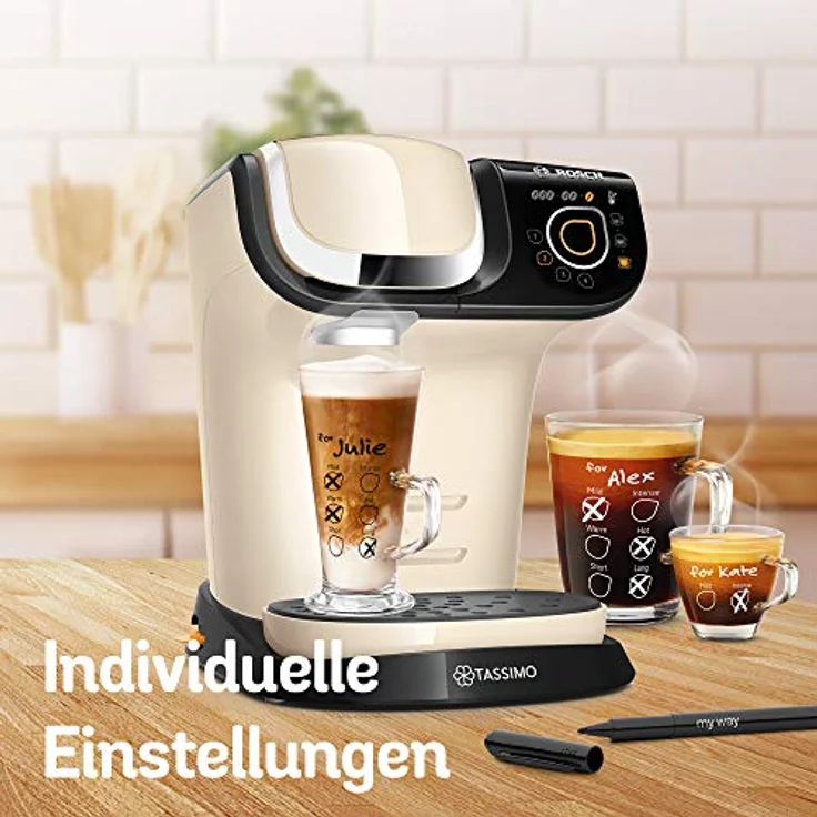 Bosch TAS6507 Tassimo My Way 2 Kapselmaschine, über 70 Getränke, Personalisierung, vollautomatisch, BRITA Wasserfilter, 1500 W, creme – Bild 6