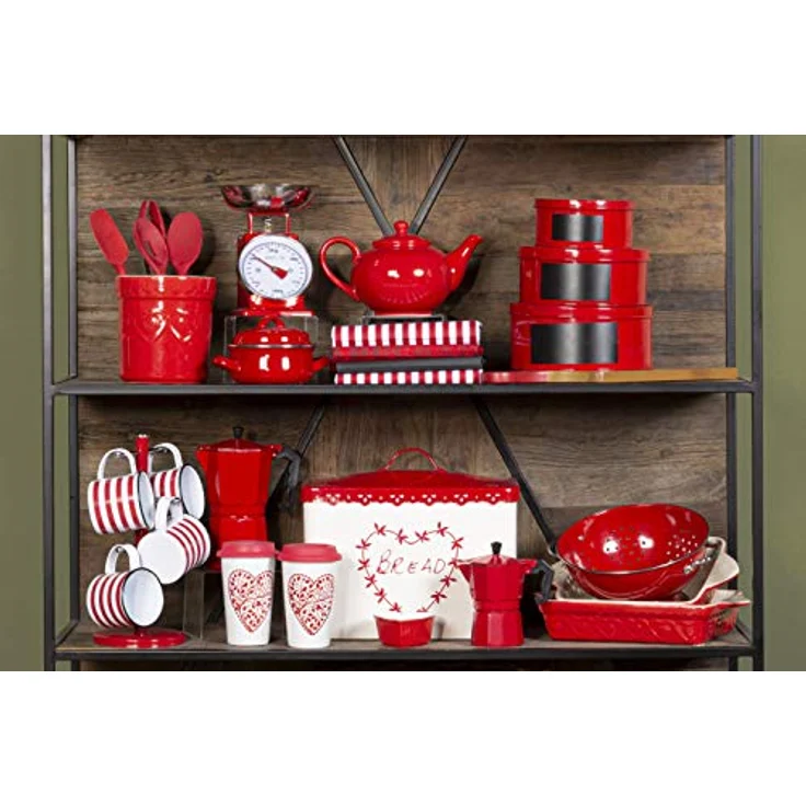Premier Housewares Küchenwaage im Retrolook mit Edelstahlschale, rot – Bild 4