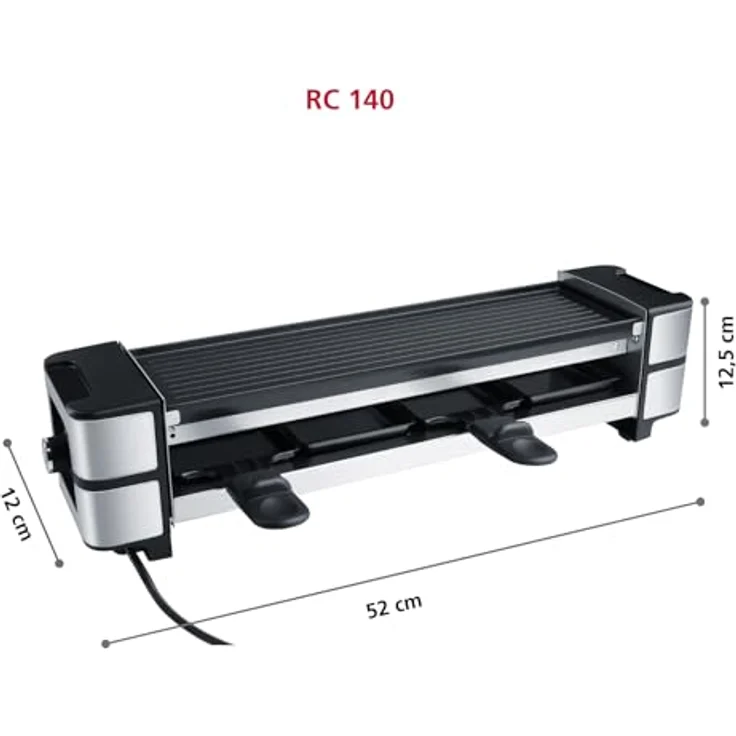 Steba Guss-Raclette RC 140, 600 Watt mit wendbarer Grillplatte und PFAS-freier Antihaftbeschichtung – Bild 6