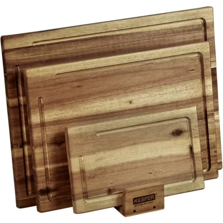KESPER 3er Set Schneidebrett aus Akazie mit Saftrille, Maße: 40 x 30 x 1,5cm, Braun – Bild 1