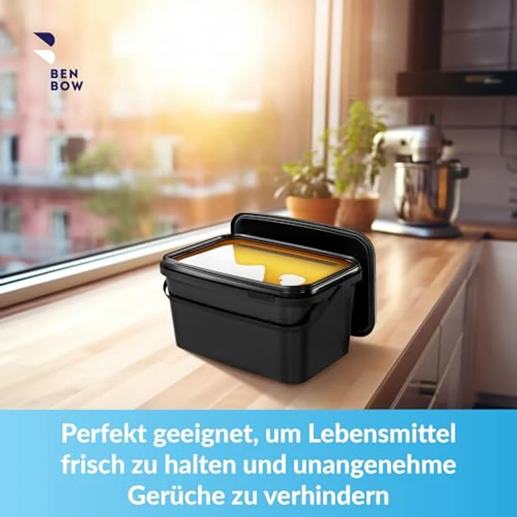BenBow Rechteckiger Eimer mit Deckel 5L, Schwarz BSR- Luftdicht Lebensmittelecht BRC- – Bild 3