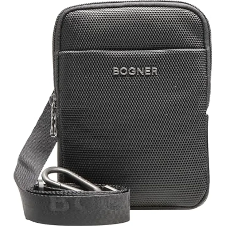 BOGNER Schultertasche Keystone Frank, Herren Schultertasche aus Nylon mit verstellbarem Schultergurt, schwarz