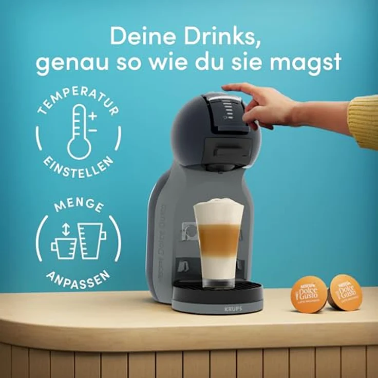 KRUPS NESCAFÉ Dolce Gusto Mini Me 2, Kaffeekapselmaschine mit einstellbarer Temperatur und Menge, über 45 Getränke, kompakt, Cosmic Grey, KP143BF0.26 – Bild 4