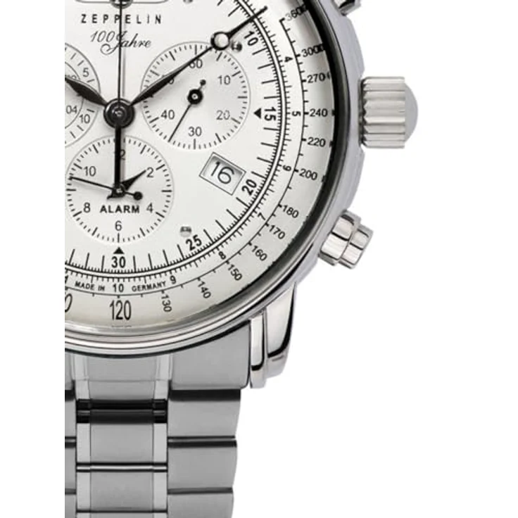 Zeppelin Herrenuhr 100 Jahre Stahl/Silberfarben 7680MB-1, Edelstahl Armband, sicherer Verschluss, silbernes Zifferblatt – Bild 3