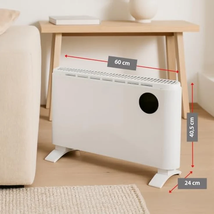 alpina Elektrischer Heizlüfter 2000W, Konvektorheizung mit einstellbarem Thermostat, 3 Heizstufen, Turbo-Funktion, freistehend oder wandmontierbar, Weiß – Bild 3