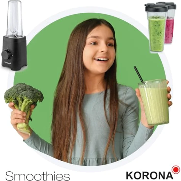 Korona 24500 Smoothie Maker | Homogenes Mixergebnis | ToGo Becher 600 ml | BPA-frei | 320 Watt, mattschwarz – Bild 4