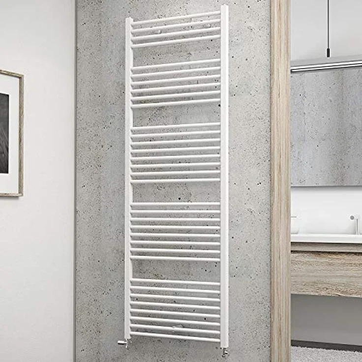 Schulte Bad-Heizkörper Turbo, 170 x 60 cm, 906 Watt Leistung, Anschluss beidseitig unten, alpin-weiß, Handtuchhalter-Funktion – Bild 1