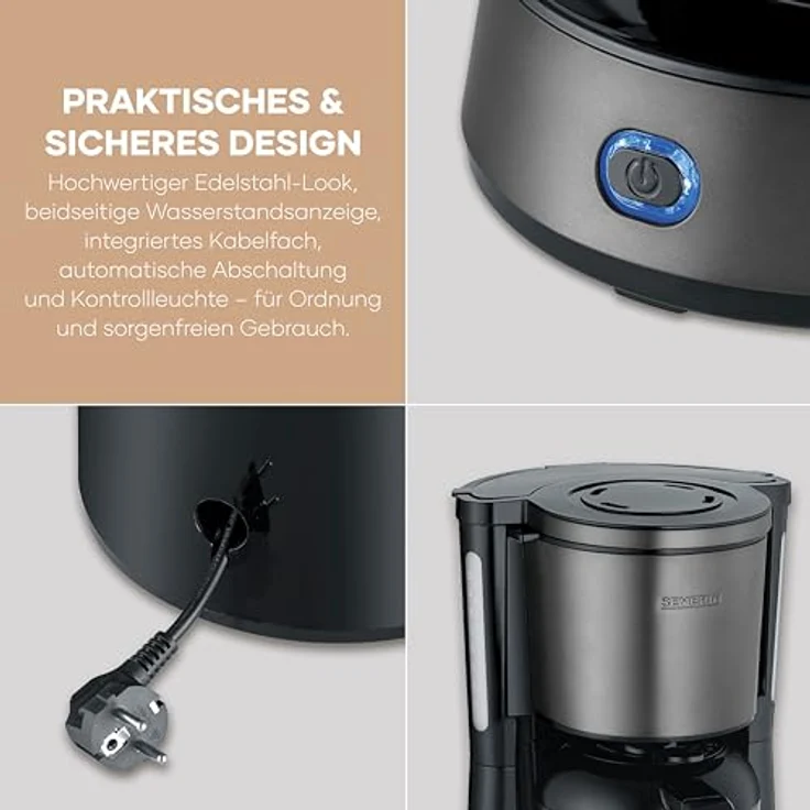 Severin KA 9343 Filterkaffeemaschine, 8 Tassen, Schwarz, mit Thermosbehälter und Tropf-Stopp-Funktion – Bild 6