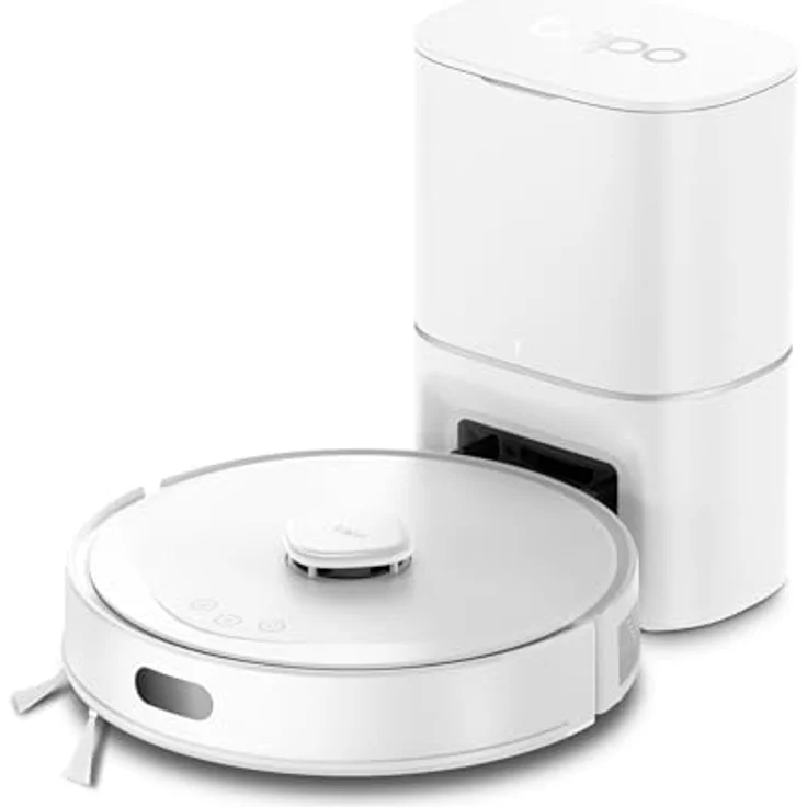Tapo RV30 Max Plus, Saugroboter mit Wischfunktion, 5300Pa Saugkraft, automatische Absaugstation, LiDAR+IMU Navigation, Sprachsteuerung über Alexa & Google Assistant, Weiß – Bild 3