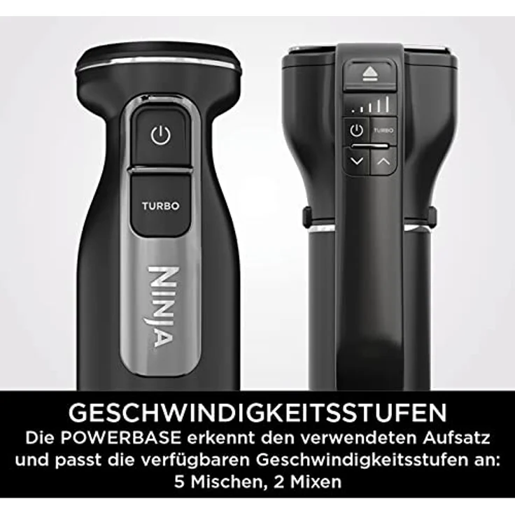Ninja Foodi Stabmixer, Edelstahl,Testsieger, Handmixer & Zerkleinerer, 2 Mix- und 5 Rührgeschwindigkeiten, spülmaschinenfeste Teile, 850W, 3-in-1, Schwarz, CI100EU – Bild 5
