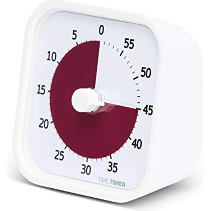 Time Timer Home MOD - 60 Minuten Visueller Timer Home Edition – Homeschooling, Timer für Schultisch, Bürotisch und Meetings mit lautlosem Betrieb (Lakenweiss)