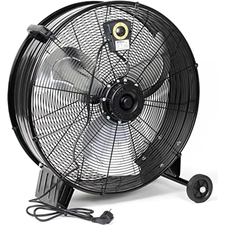 Wiltec Trommelventilator 60 cm 180 W Bodenventilator mit Kabel und Räder, 3 Geschwindigkeitsstufen, Windmaschine in silber – Bild 4