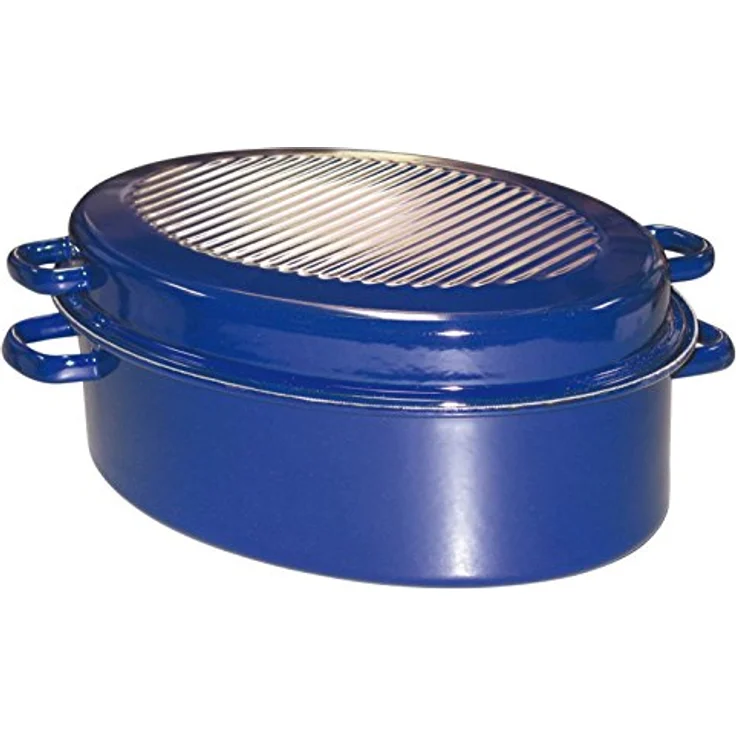 Gänsebräter oval mit Deckel 42 cm Bräter 9l Schmortopf Bratentopf Emaille emaile backofengeeignet – Bild 2