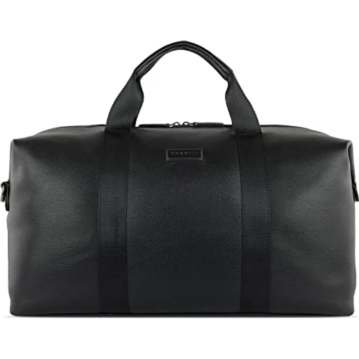 bugatti ELSA Reisetasche aus Leder, Weekender für den Urlaub, Gymtasche für Sport, schwarz