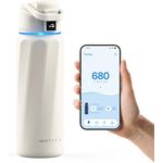 WaterH Boost Smart Trinkflasche, 946ml mit App und LED-Touch-Display, Aluminium Weiß