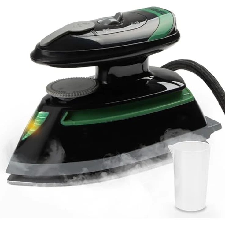 Duronic SI4 BG Mini Reisebügeleisen, 420W Dampfbügeleisen mit variabler Temperaturregelung, Schwarz-Grün – Bild 1