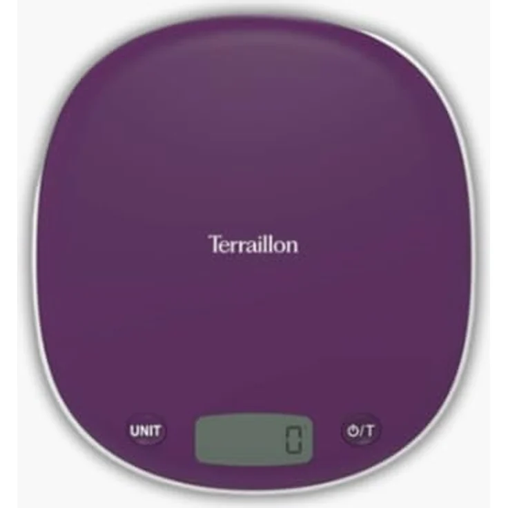Terraillon Küchenwaage, Mit Tara-Funktion, Flüssigkeitsanzeige, Griffaussparung, Bis 5 kg, Macaron, Pflaumenfarben – Bild 2
