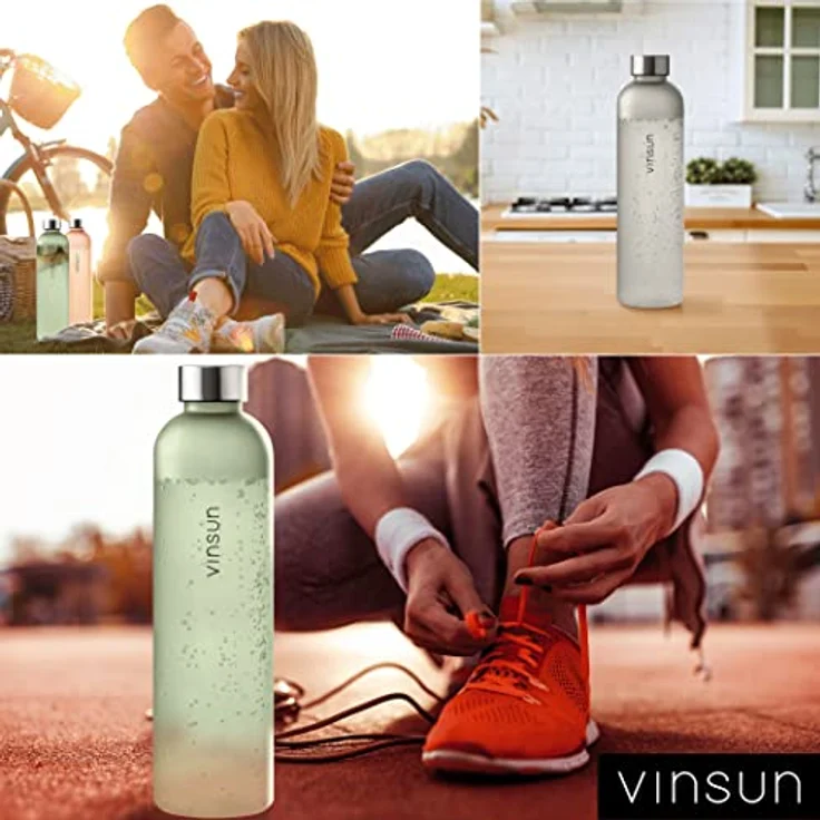 VINSUN Trinkflasche 650ml grün - wiederverwendbar, Kohlensäure geeignet, BPA frei, Tritan - nachhaltige Getränke Flasche für Sport, Outdoor, Schule, Uni, Fahrrad, Büro, Gym – Bild 5