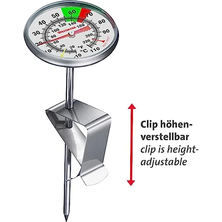 Westmark Milch-Thermometer – praktisches Küchenthermometer zum optimalen Aufschäumen von Milch, leckerer Milchschaum für Kaffee, Barista-Thermometer mit Clip – Edelstahl - Preisvergleich – Bild 5