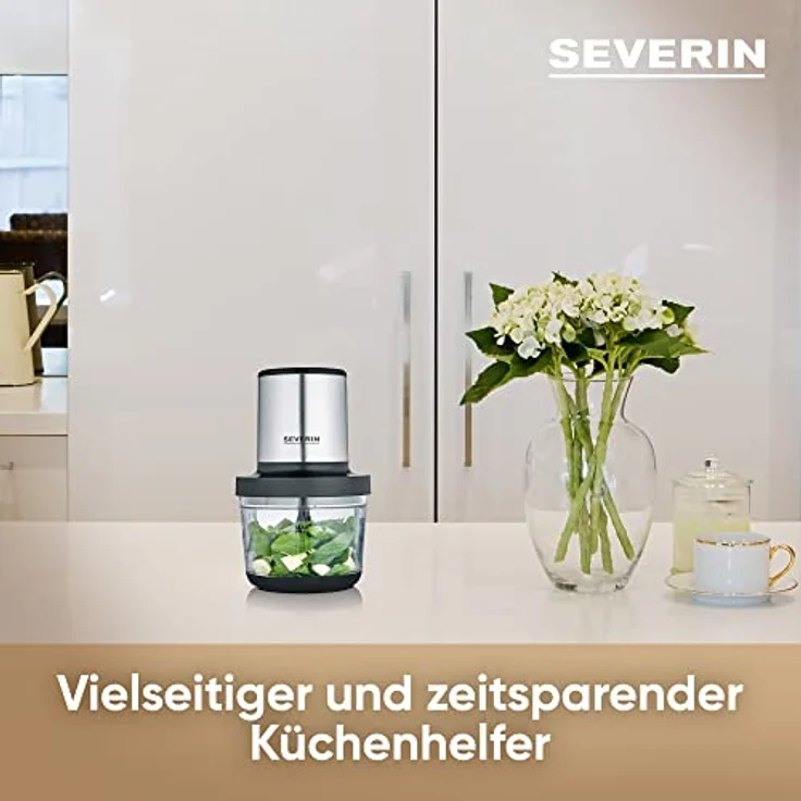 SEVERIN Universalzerkleinerer, Multizerkleinerer für grobes und feines Zerkleinern, Zerkleinerer für Crushed Ice, Käse, Nüsse und mehr, matt-schwarz/Edelstahl-gebürstet, KM 3867 – Bild 3