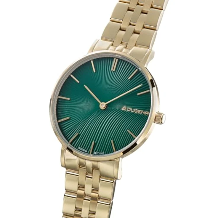 Dugena Damen-Armbanduhr Linée, Quarz, Edelstahl, Saphirglas, wasserdicht, 3 bar, Grün – Bild 2