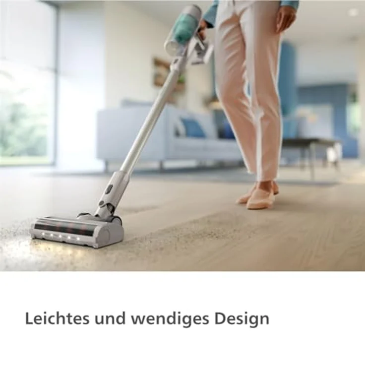 Philips Kabelloser Hand- und Stielstaubsauger 2000 Series XC2012/01, PowerCyclone 7, abnehmbarer 21,6 V Akku, LED-Düse, bis zu 40 Min Laufzeit, beutellos – Bild 4