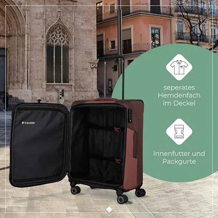 Travelite Viia 4w Trolley M 67 Frühlingsrose, 70 l Volumen – Bild 6