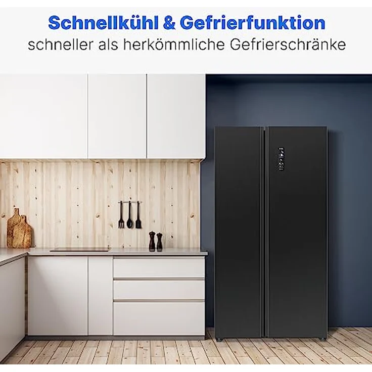Bomann® Side by Side Kühl Gefrierkombination mit Total No Frost und 442L Nutzinhalt, Kühlschrank Side by Side mit MultiAirflow-Technologie, Verbrauch 287 kWh/Jahr - 177x90x59cm - SBS 7344 black-inox – Bild 5