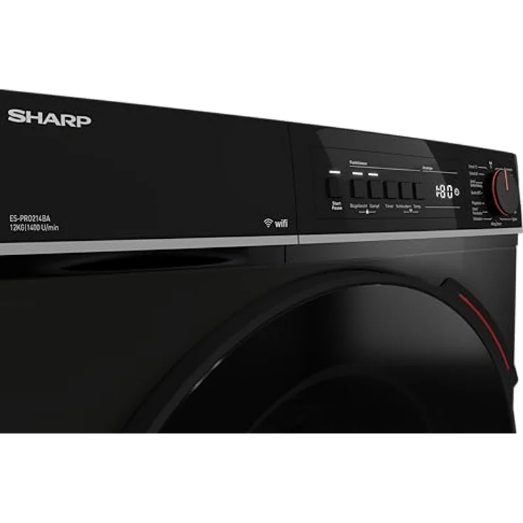 SHARP ES-PRO214BA-DE 2ML, Waschmaschine 12 kg, schwarz, mit AllergySmart, AquaStop und 15 Programmen – Bild 7
