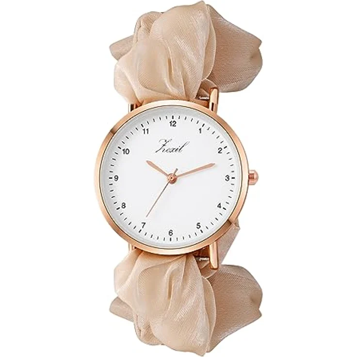 JewelryWe Damen Analog Quarz Armbanduhr mit elastischem Champagner Haarband, wasserabweisend und klassischem Design – Bild 1