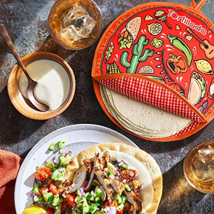 Tortillada Brotkorb 30 cm Tortilla Wärmer/Wärmebehälter mikrowellengeeignet aus Baumwolle – Bild 8