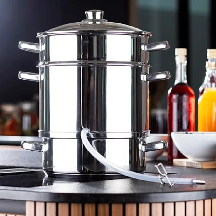 mucHome Dampfentsafter 6L, Edelstahl, für alle Herdarten inkl. Induktion, spülmaschinengeeignet, ideal für Beeren, Obst und Gemüse, Ø 22cm – Bild 2