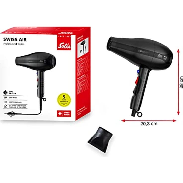 Solis Swiss Air 3802 Föhn - Haartrockner - 2 Heizstufen - Kaltluftfunktion - Abnehmbarer Haarfilter - Aufhängering – Bild 2