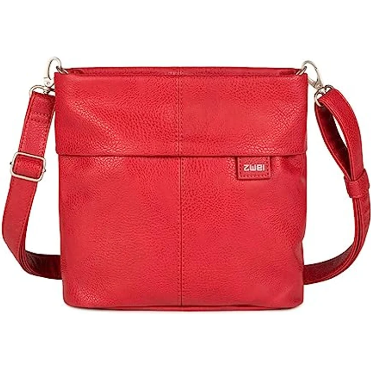 Zwei Mademoiselle M8, Schultertasche 25 cm aus veganem Kunstleder, rot, mit durchdachter Innenaufteilung und zwei Tragoptionen – Bild 1