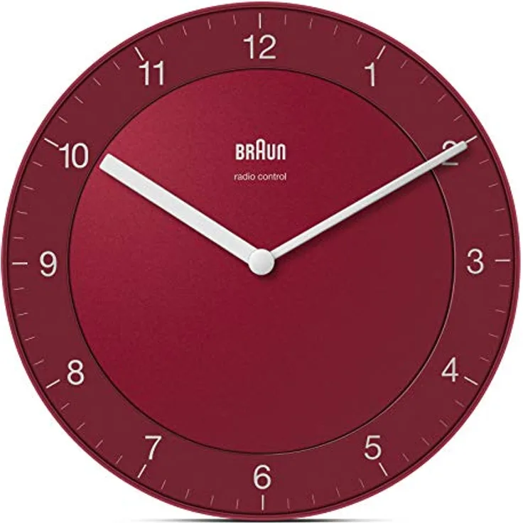 Braun Funkwanduhr Wanduhr, Kunststoff, Rot, normal