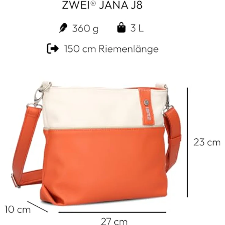 Zwei Jana Umhängetasche 27 cm, elegante Handtasche in Schwarz – Bild 2
