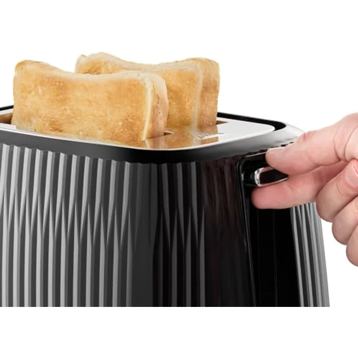 Russell Hobbs Toaster Eden (6 Bräunungsstufen, Hebefunktion, Auftau-, Aufwärm- & Stoppfunktion, Krümelschublade, Brötchenaufsatz, Schwarz) – Bild 5