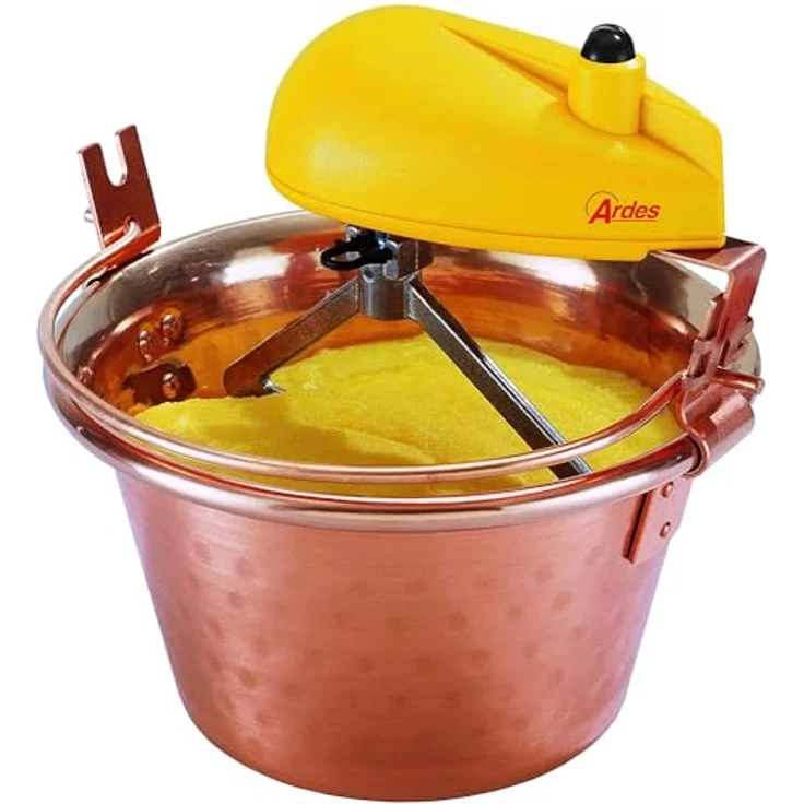 Poly Pool 2480 Polentamixer, Handmixer aus Kupfer mit 10 Watt Leistung, gelb, für bis zu 12 Personen – Bild 1