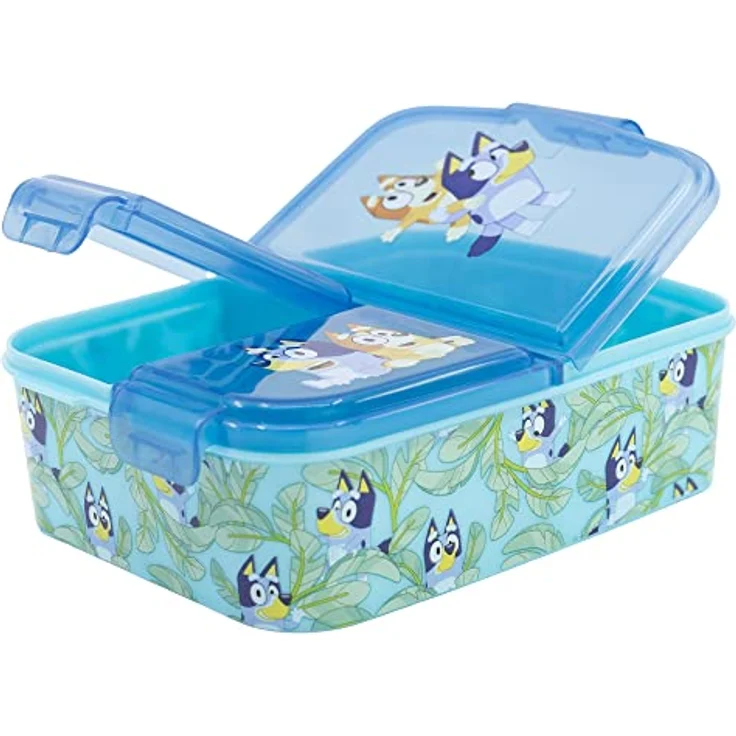 Bluey Lunchbox Brotdose mit 3 getrennten Fächern, Lunch to Go Vesper Dose, Blau – Bild 3