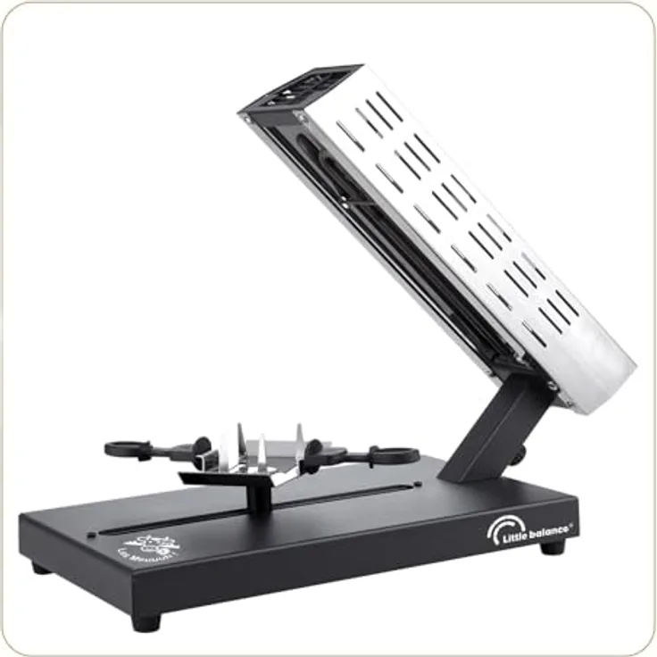 LITTLE BALANCE Savoyarde 8761, traditionelles Raclette für 4 Personen, Viertelmahlwerk, Edelstahl/Schwarz, ohne PFAS, antihaftbeschichtet, 600 W, verschiebbarer Käsehalter