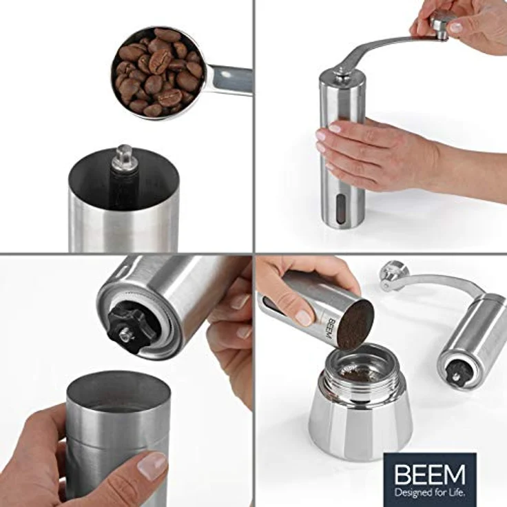 BEEM GRIND-2-GO Manuelle Kaffeemühle – 40 g | Kegelmahlwerk | Mahlgrad-Einstellung stufenlos | Baumwollbeutel | Kaffeemühle manuell | Edelstahl | Kaffee - Preisvergleich – Bild 4