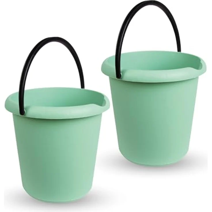 ProHome Putzeimer 5 Liter, 2-tlg. Kunststoff-Eimer, rosa/grün/anthrazit, BPA-frei, Made in EU – Bild 1