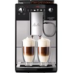 Melitta Latticia OT F300-101 Kaffeevollautomat mit LATTEperfection Milchsystem, flüsterleisem Mahlwerk, One Touch Funktion und XL Wassertank und – Bohnenbehälter,1,5l, silber, Silber/Schwarz