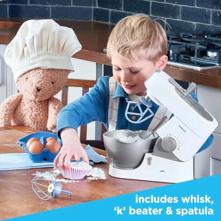Casdon 63550 Kenwood Spielzeug-Mixer für Kinder ab 3 Jahren | perfekt für angehende Bäcker, die gerne echte Lebensmittel mischen, grau – Bild 4