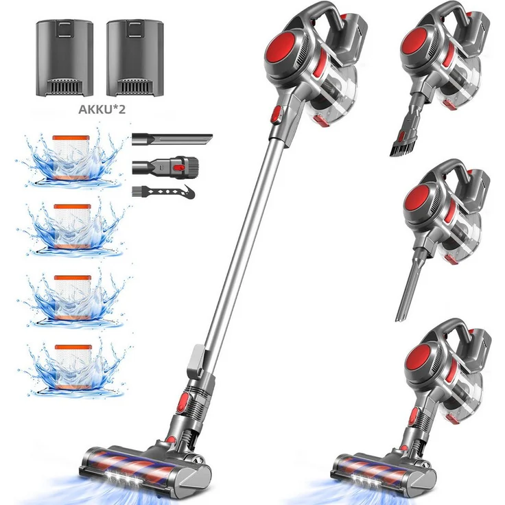 Adormii Akku-Hand- und Stielstaubsauger, kabellos mit 50.000 Pa Saugkraft, 50 Min Laufzeit, 1,6 L beutellos, 4x HEPA-Filter, ideal für Tierhaare, Teppiche und Hartböden