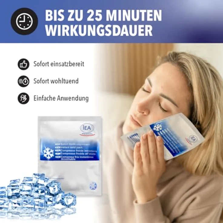 IEA Medical Bundle Set, 5x Sofort Kälte Kompressen und mobiles Inhalationsgerät, zur Linderung von Fieber und Erkältung, jederzeit einsatzbereit, kompakt und handlich – Bild 4