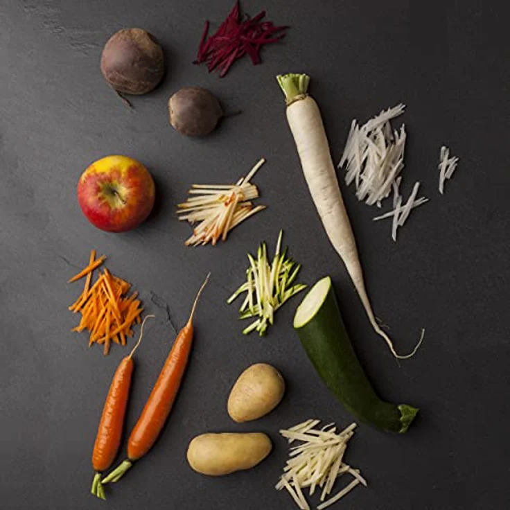 Microplane Profi Juliennehobel Edelstahl Schwarz aus der Gourmet Serie für Kartoffel, Apfel, Karotte, Zucchini und Rotkohl – Bild 10