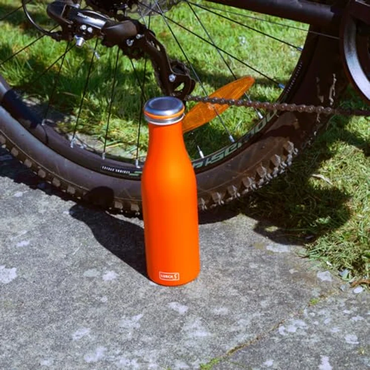 Lurch 240935 Isolierflasche/Thermoflasche für heiße und kalte Getränke aus doppelwandigem Edelstahl 0,5l, orange – Bild 5